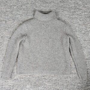 Jenni Kayne Women’s 100% Cashmere Fisherman Turtleneck Sweater Gray Size XS